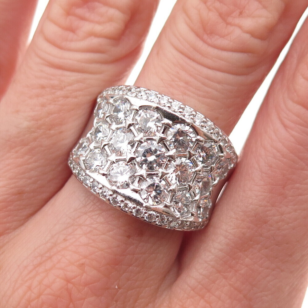 925 Sterling Silver Round-Cut C Z Sparkle Ring Size 9.25